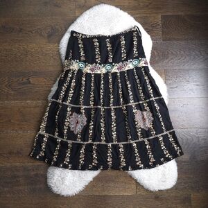 Euro Y2K Whimsy Forest Fairy Floral Embroidered Beaded Crochet Midi Skirt